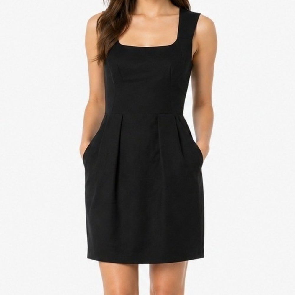 Kay Unger New York Dress Womens 6 Black Sheath Sleeveless Cotton Silk